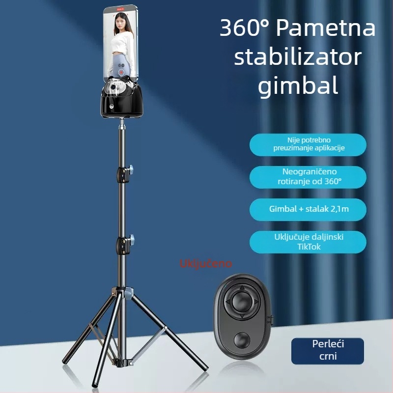Stabilizator gimbala za pametni telefon s prepoznavanjem lica, protiv tresenja, rasvjeta, Bluetooth daljinski upravljač, selfie štapić