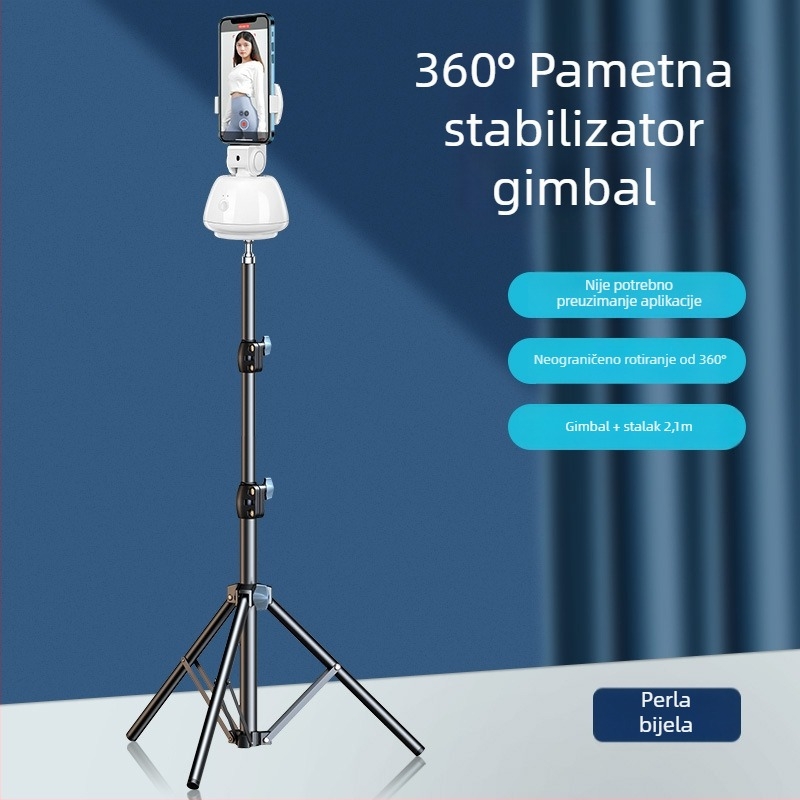 Stabilizator gimbala za pametni telefon s prepoznavanjem lica, protiv tresenja, rasvjeta, Bluetooth daljinski upravljač, selfie štapić