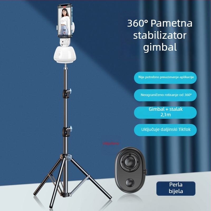 Stabilizator gimbala za pametni telefon s prepoznavanjem lica, protiv tresenja, rasvjeta, Bluetooth daljinski upravljač, selfie štapić