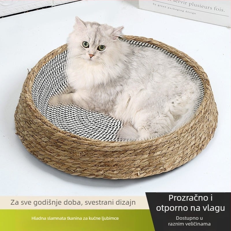Ležaljka za mačke od trave za četiri sezone, prozračna, za unutarnju i vanjsku upotrebu