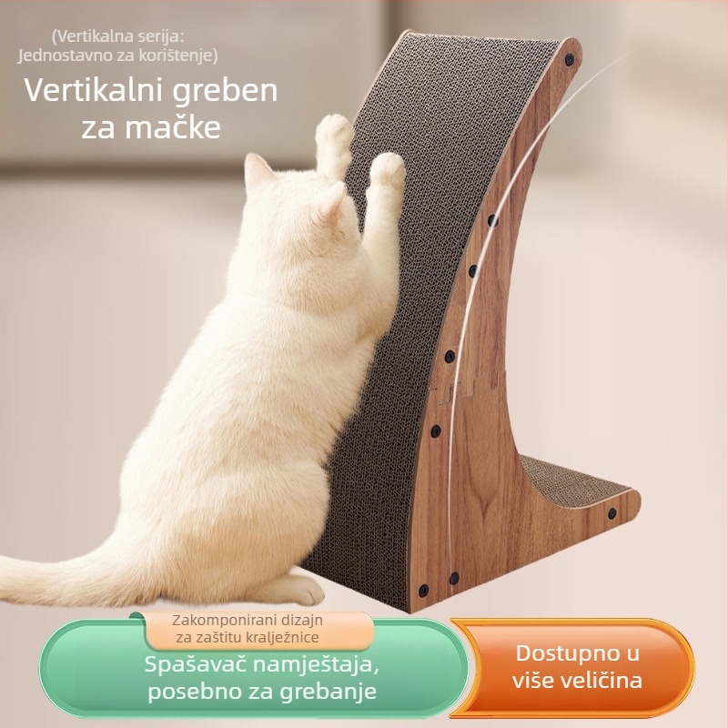 Ploča za grebanje mačaka, vertikalnog dizajna, izdržljiv valoviti karton, jednostavan stil, 1 komad