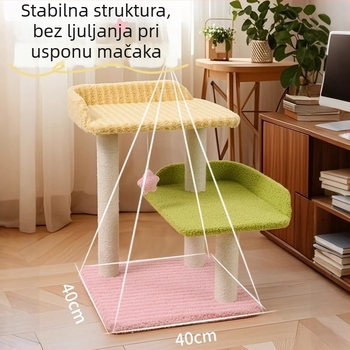 Toranj za penjanje mačaka s integriranim gnijezdom i pločom za grebanje za male stanove — Materijal: Tkanina; Stil: Slatko; Marke: Nije dostupna