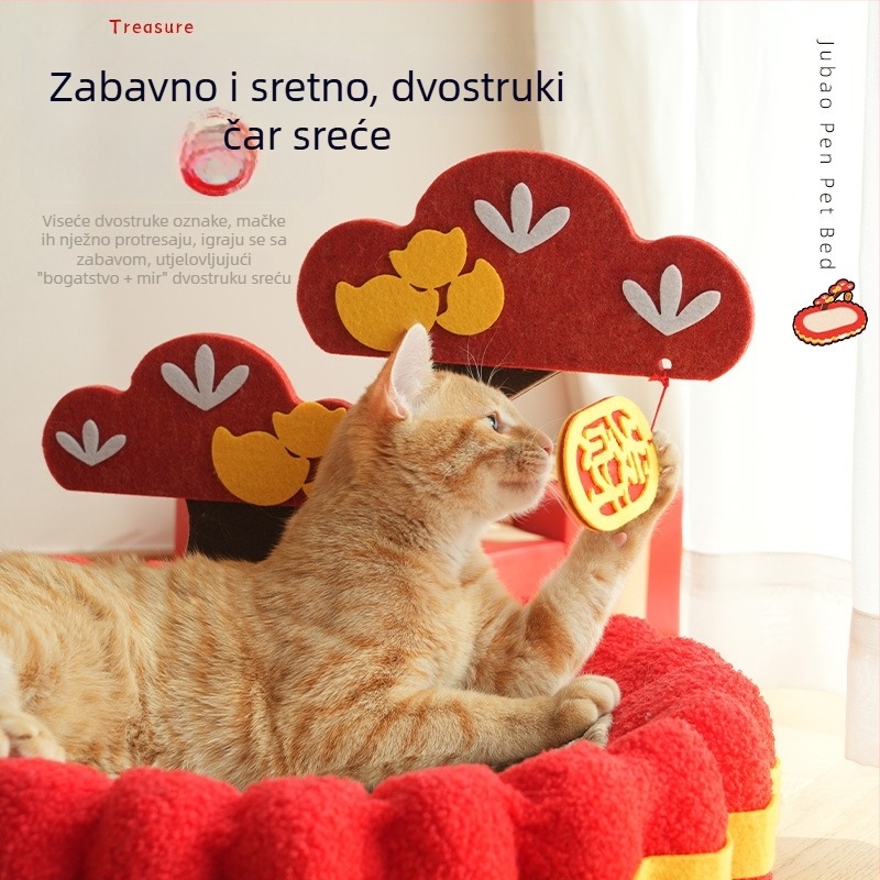 Meow Fairy Money Tree ploča za ogrebotine za mačke i mačje gnijezdo — velika okrugla mačja postelja, otporna na ogrebotine, bez dlaka, ovalna posuda, pločica za kandže mačke