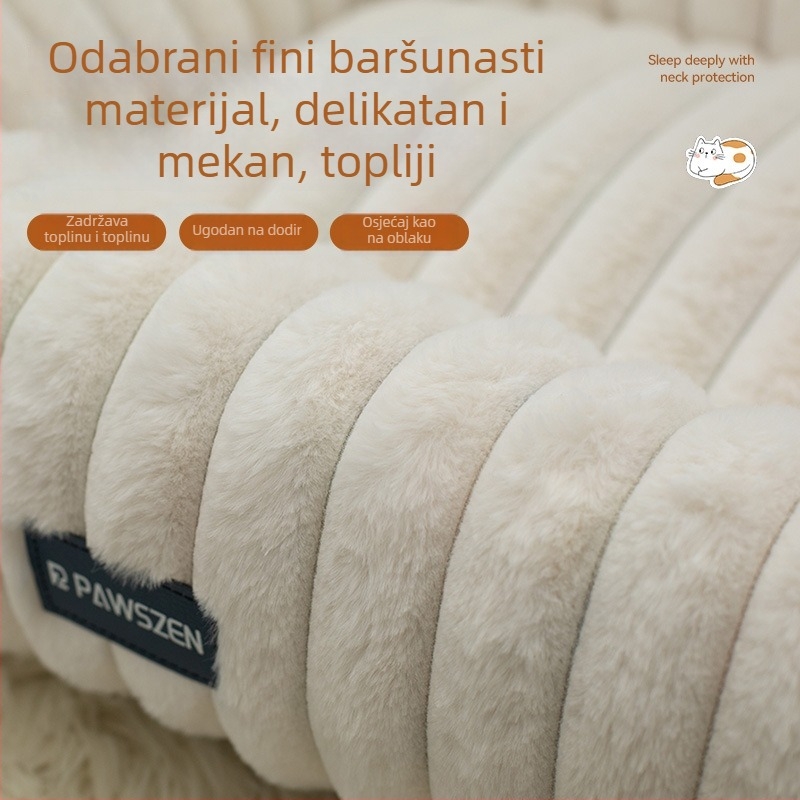 Osley mačje gnijezdo za spavanje, otporno na habanje, za sve sezone, plišani uzorak prugast