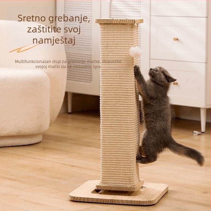 Mačja ploča za grebanje sa sisal kolonom i penjaćim okvirom - izdržljivo