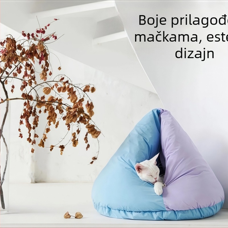 Mačje gnijezdo u stilu mongolske jurte, veliko poluzatvoreno gnijezdo, PP cotton, odvojivo i pralno, zadržava toplinu, za sve sezone