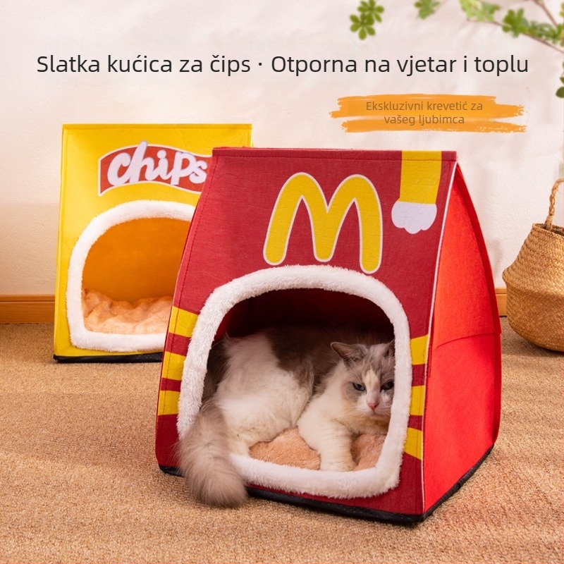 Gnijezdo za mačke i mala pse, poluzatvoreno, toplo zimi, odvojivo i perivo, poliester, Da da bear