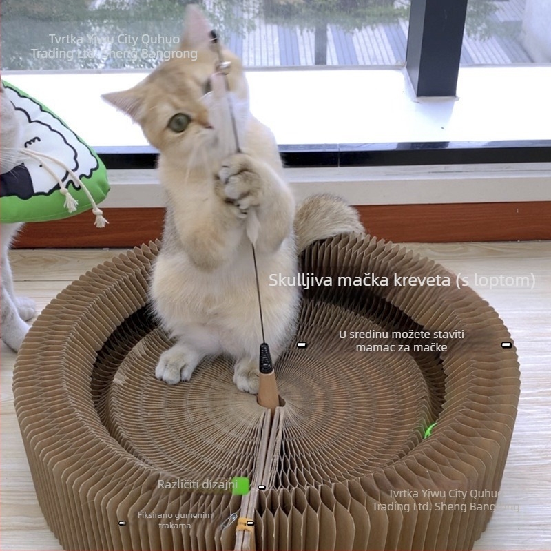 Ploča za grebanje mačaka s gnijezdom, sklopiva, za spavanje, oštrenje kandži, od sisala