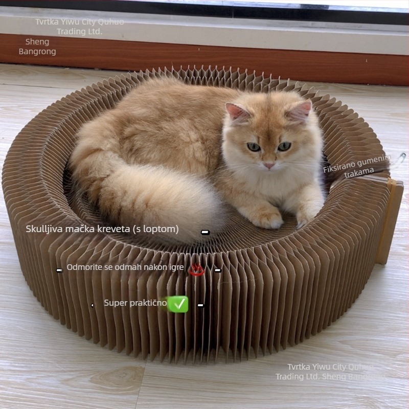 Ploča za grebanje mačaka s gnijezdom, sklopiva, za spavanje, oštrenje kandži, od sisala