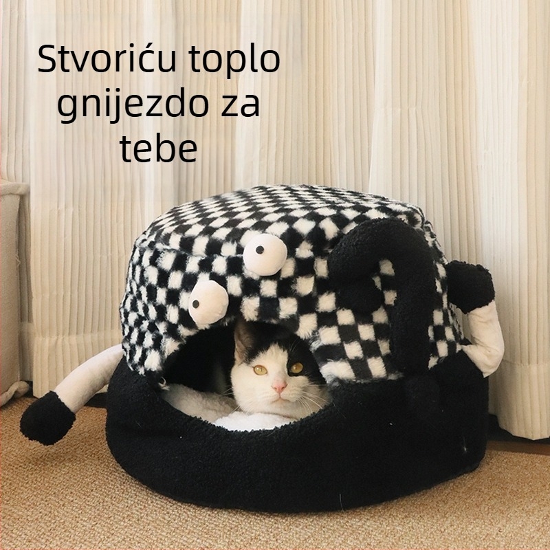 Leyoupai mačje gnijezdo - materijali: rabbit plush, platno, ovčje runo; kategorija: gnijezdo za kućne ljubimce; pogodno za mačke