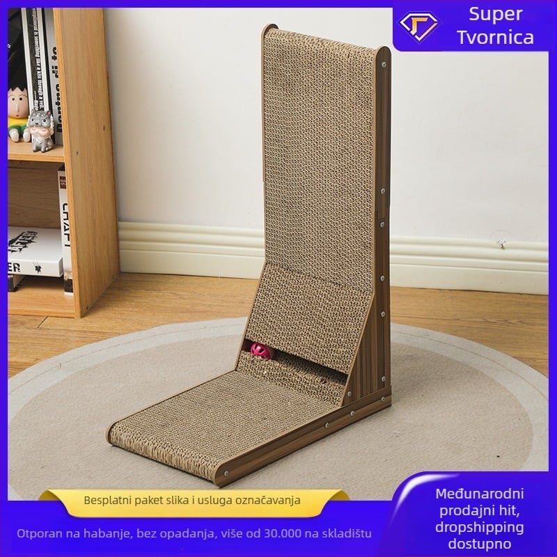 Daska za ogrebotine mačaka, L-oblik uspravna, od valovitog papira, otporna na ogrebotine, 1 kom