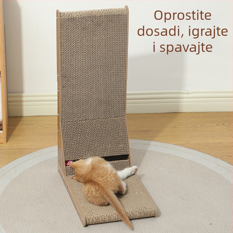 Daska za ogrebotine mačaka, L-oblik uspravna, od valovitog papira, otporna na ogrebotine, 1 kom