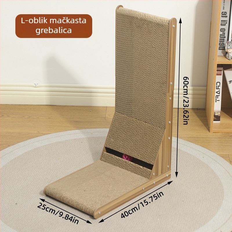 Daska za ogrebotine mačaka, L-oblik uspravna, od valovitog papira, otporna na ogrebotine, 1 kom