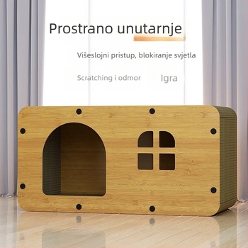 Držač za grebanje mačaka i kućica od valovitog papira, minimalistički stil, slaganje, otporan na habanje, prostrana