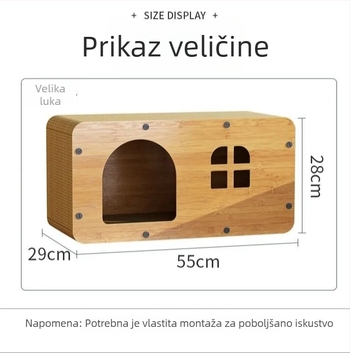 Držač za grebanje mačaka i kućica od valovitog papira, minimalistički stil, slaganje, otporan na habanje, prostrana