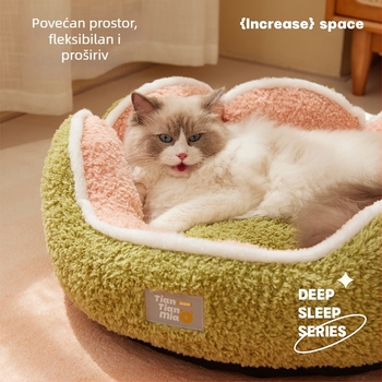 Gnijezdo za mačke i male pse, poluzatvoreno zimsku gnijezdo, četiri sezone, Teddy stil, punjenje PP pamuka, dimenzije 40×40×18 cm, 50×50×22 cm, 60×60×24 cm