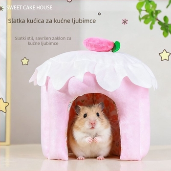 Kučica za hamstera od tkanine, okruglog oblika, topla 3D pamučna gnijezda za unutarnju upotrebu tijekom cijele godine