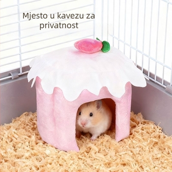 Kučica za hamstera od tkanine, okruglog oblika, topla 3D pamučna gnijezda za unutarnju upotrebu tijekom cijele godine