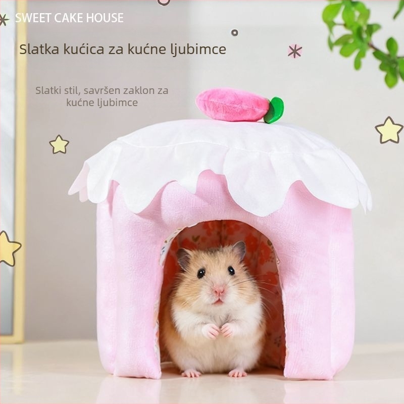 Kučica za hamstera od tkanine, okruglog oblika, topla 3D pamučna gnijezda za unutarnju upotrebu tijekom cijele godine