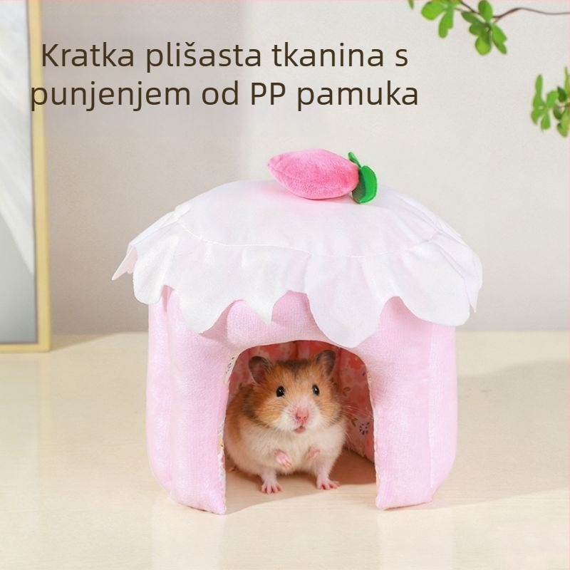 Kučica za hamstera od tkanine, okruglog oblika, topla 3D pamučna gnijezda za unutarnju upotrebu tijekom cijele godine