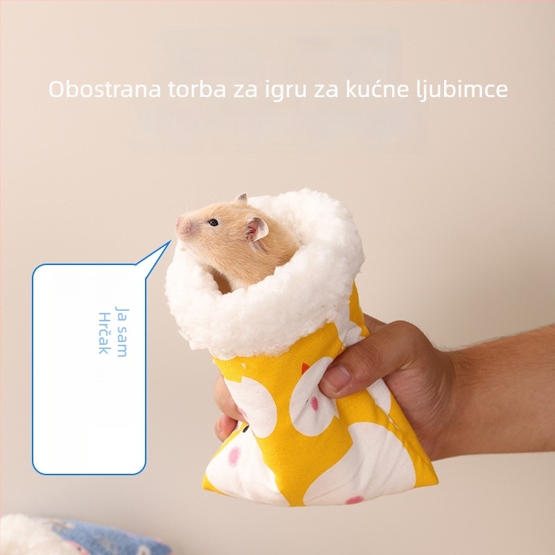 Hamsterovo toplo gnijezdo - pamuk, četvrtasti oblik, zima, unutarnja uporaba, crtani stil