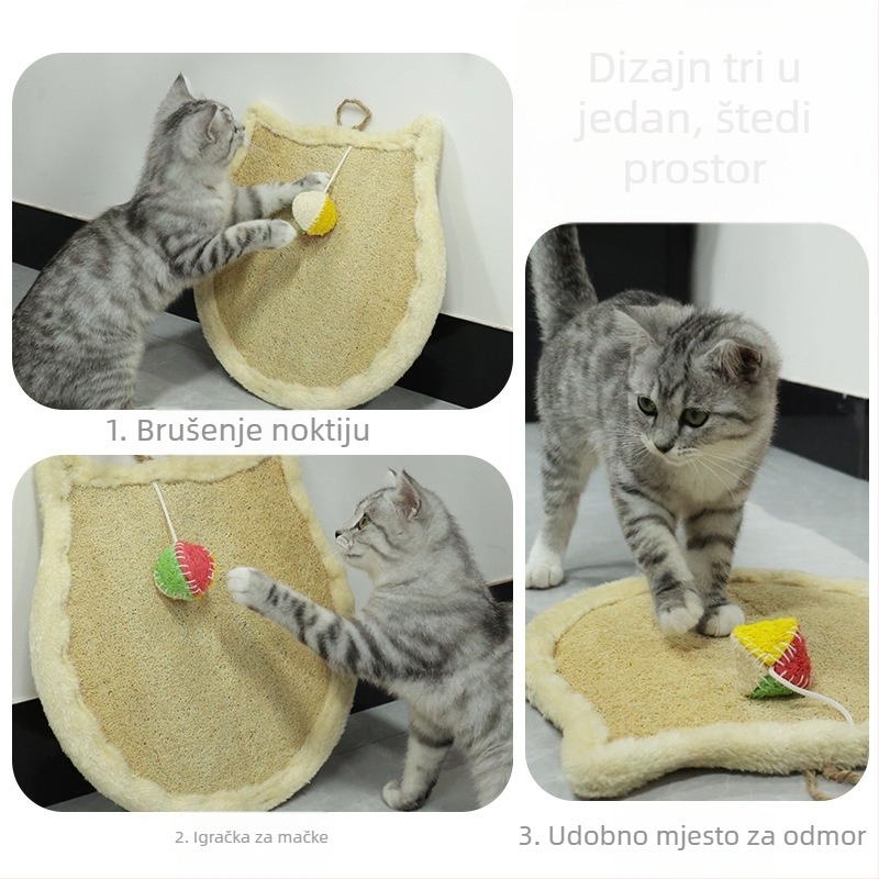 Vertikalna grebalica za mačke od loofah vlakana, s integriranom igračkom kuglicom i otporna površina za grebanje