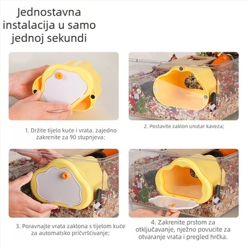 Unutarnje gnijezdo za hamstera s kvadratnim oblikom, otklonjiva konstrukcija, materijal ABS+PP