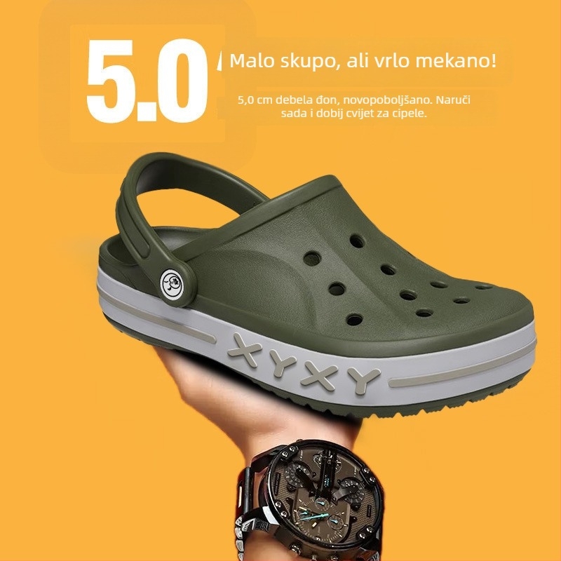 Carosky muške EVA sandale s Baotou Toe – EVA gornji dio, EVA đon, 4 cm peta, prozračne, ugravirano, ljeto