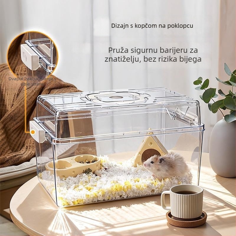 Kavez za hamstere – plastični, pravokutnog oblika, vodootporan, prenosan, lako se čisti