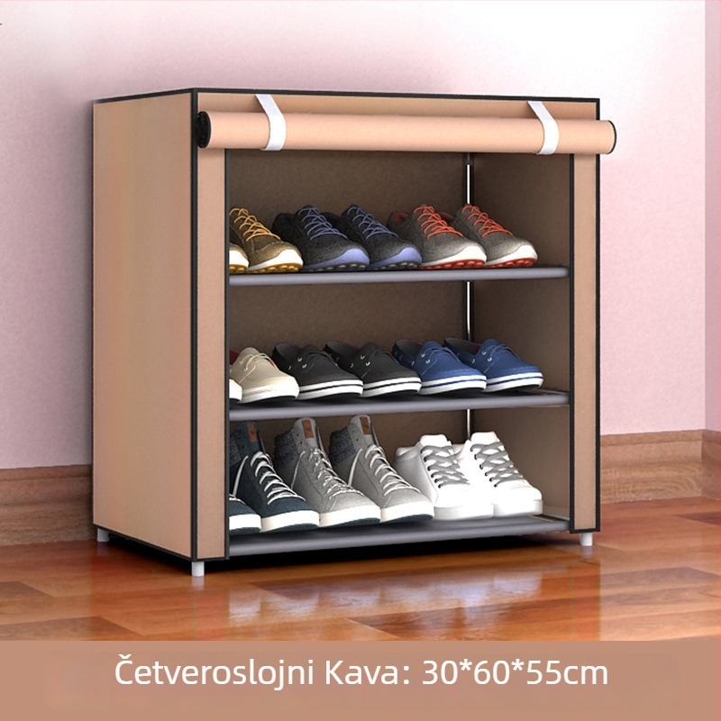 5-etažna metalna polica za cipele s zaštitom od prašine i skladišnim prostorom od netkanog materijala, moderni minimalistički dizajn