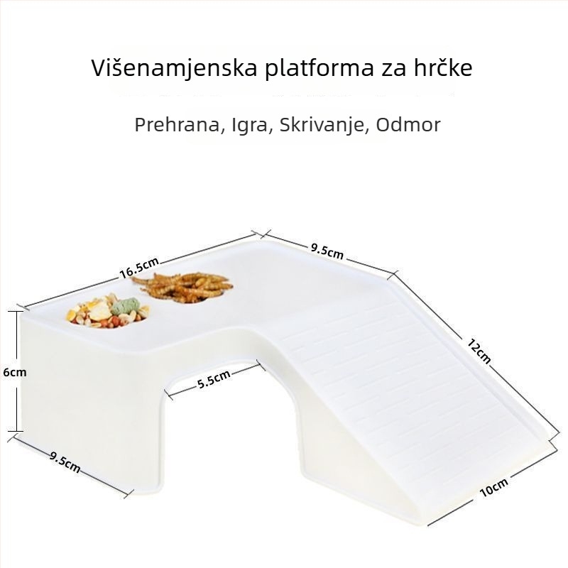 Životni prostor za hrčka s dvokatnom platformom, terasom i skloništem, stubama, za unutarnju upotrebu, jednostavno održavanje