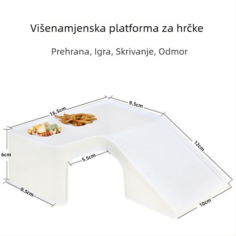 Životni prostor za hrčka s dvokatnom platformom, terasom i skloništem, stubama, za unutarnju upotrebu, jednostavno održavanje
