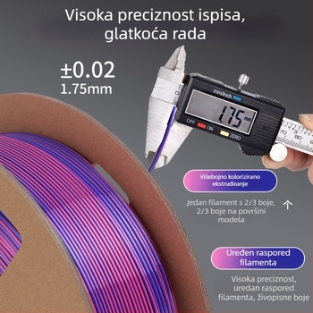 Silk PLA filament - 330 m, 1,3 kg, preciznost 0,01 mm, za FDM 3D ispis, Dewang