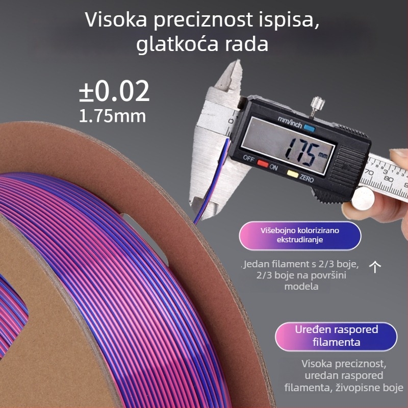 Silk PLA filament - 330 m, 1,3 kg, preciznost 0,01 mm, za FDM 3D ispis, Dewang