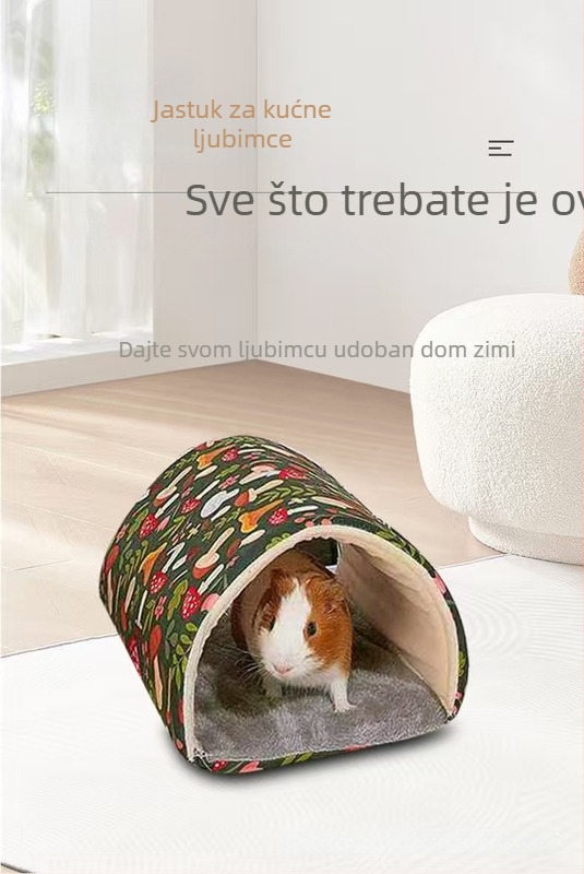 Kavez za hrčke i glodavce sa skrivalicom, tunelom i setom kreveta – materijal: digitalni otisak; četverosezonski dizajn; pogodno za hrčke