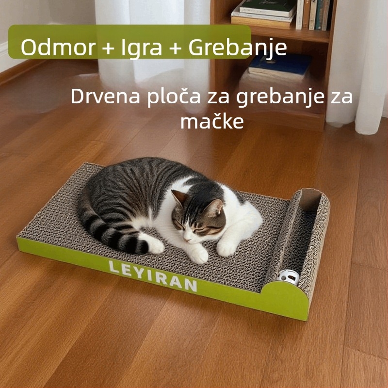 Mačja grebalica od valovitog kartona, pravokutna, crtani stil, marka Le Yi Ran, 1 kom