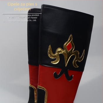 Muške tibetanske etničke plesne cipele, visoke, protuklizna potplata, 3 cm peta, PU gornji dio, gumeni đon