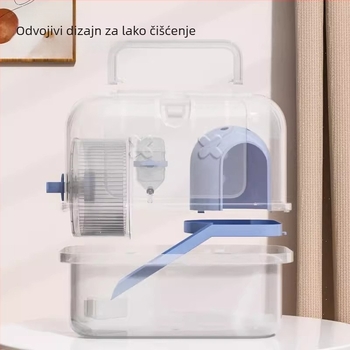 Kavez za hrčka, plastična, proziran panoramski, prijenosni, kvadratnog oblika, za unutarnju i vanjsku uporabu