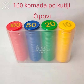 Dego Poker Žetoni, 160 Plastičnih Žetona, Materijal PS, Veličina 38, Set u Kutiji