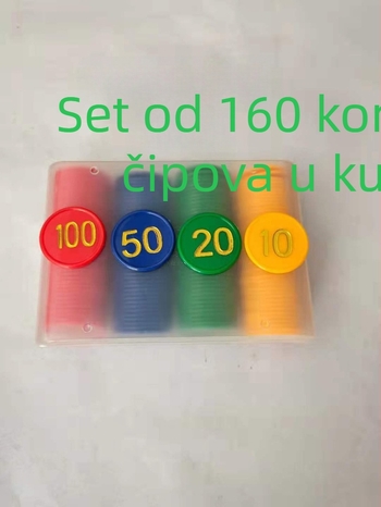 Dego Poker Žetoni, 160 Plastičnih Žetona, Materijal PS, Veličina 38, Set u Kutiji