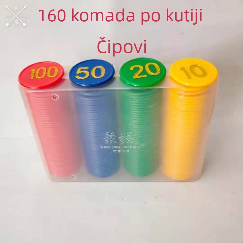 Dego Poker Žetoni, 160 Plastičnih Žetona, Materijal PS, Veličina 38, Set u Kutiji