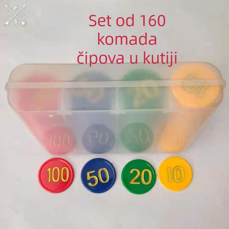 Dego Poker Žetoni, 160 Plastičnih Žetona, Materijal PS, Veličina 38, Set u Kutiji