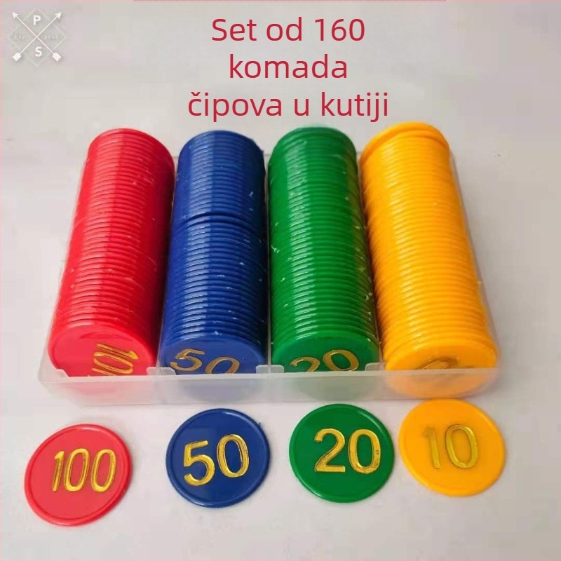 Dego Poker Žetoni, 160 Plastičnih Žetona, Materijal PS, Veličina 38, Set u Kutiji