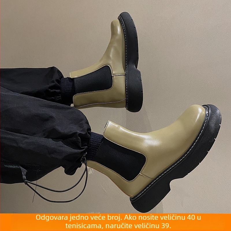 Muške čizme Martin Chelsea, gornji dio od krokodilske kože, gležanj visina, slip-on dizajn, podstava od vune i shearlinga, gumeni pjenasti potplat