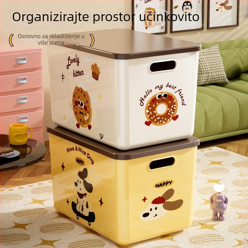 Plastična kutija za skladištenje, višenamenski organizator za odjeću, igračke i grickalice, preklopni poklopac, kapacitet 10–20 L