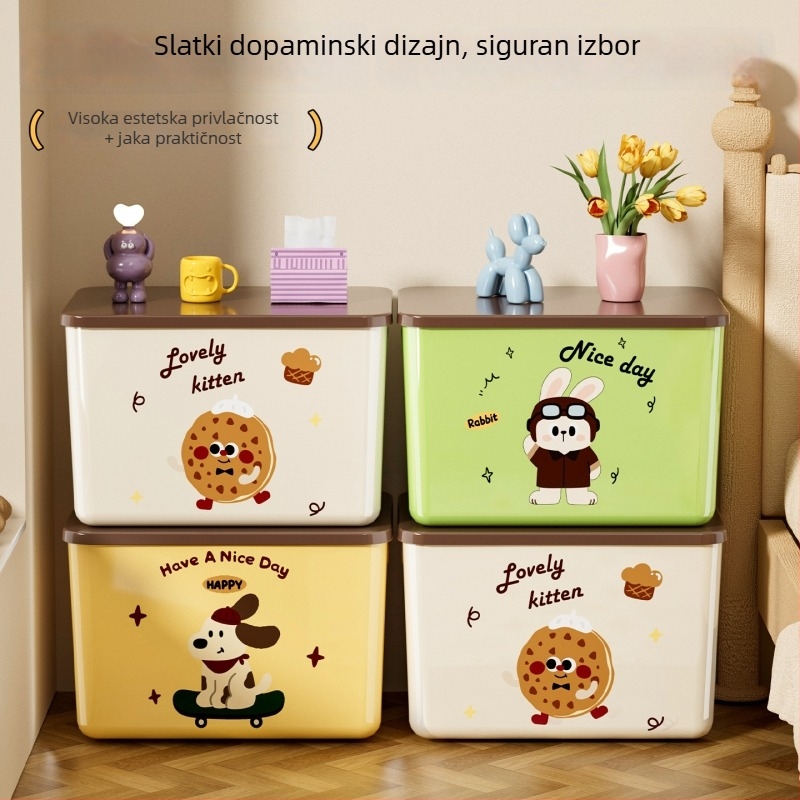Plastična kutija za skladištenje, višenamenski organizator za odjeću, igračke i grickalice, preklopni poklopac, kapacitet 10–20 L