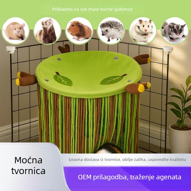 Hamsterovo sklonište-gam s resicama – viseće, perive, okruglo unutarnje leglo za odmor i skrivanje