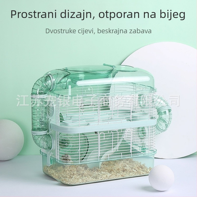 Prozirni kavez za hamstere s trostrukim tihim trkaćim kotačićem, veliki vilinski stil kavez za zlatne hamstere