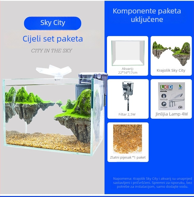 Set za ukrašavanje akvarija s visećim kamenjem za vodno-zemne sustave