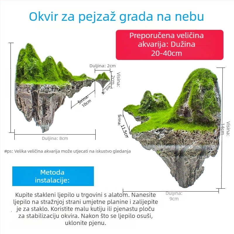Set za ukrašavanje akvarija s visećim kamenjem za vodno-zemne sustave